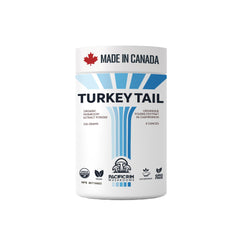 Pacific Rim Mushrooms Turkey Tail powder container showcases premium daily use.