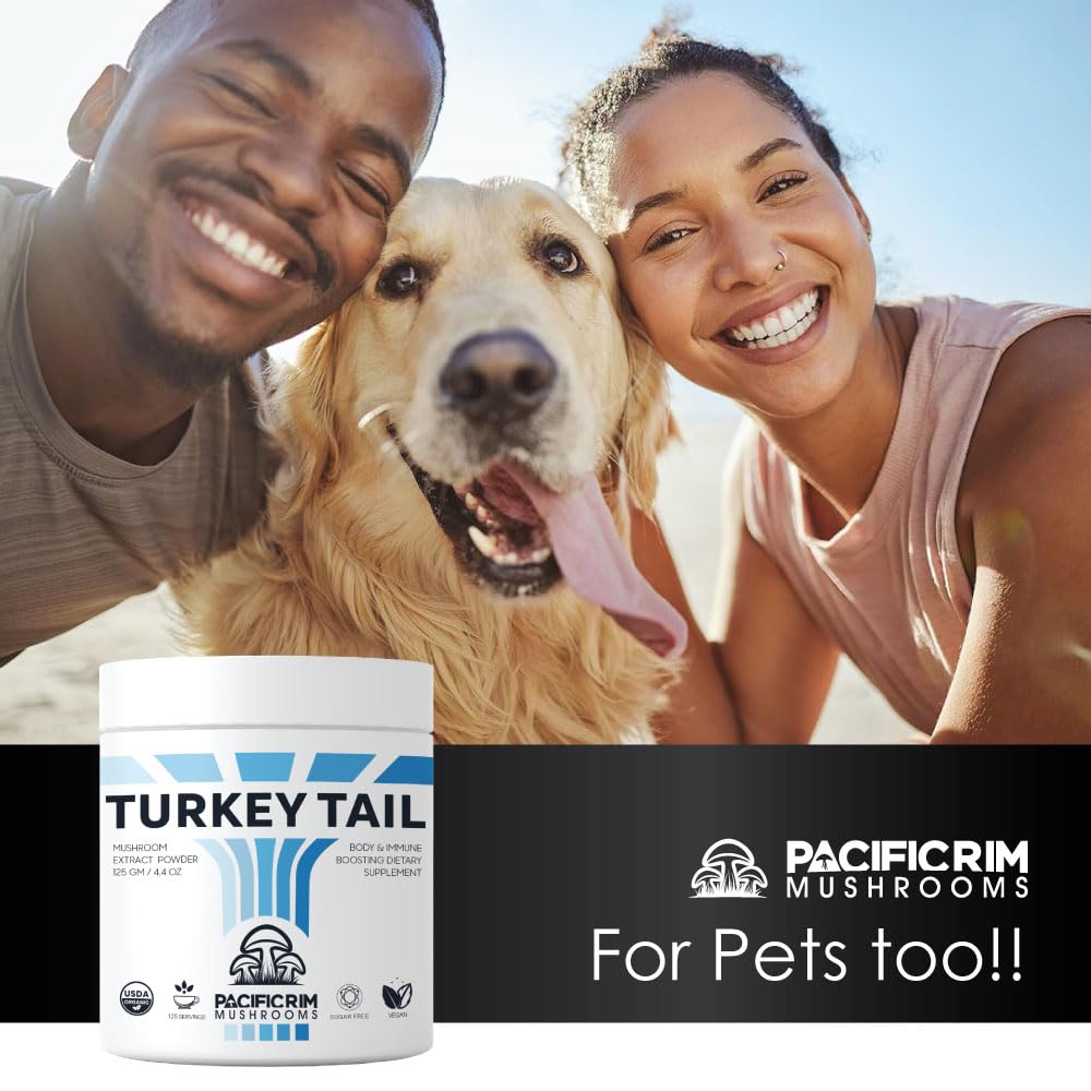 Pacific Rim Mushrooms Turkey Tail jar label closeup emphasizes 1000 mg per serving.