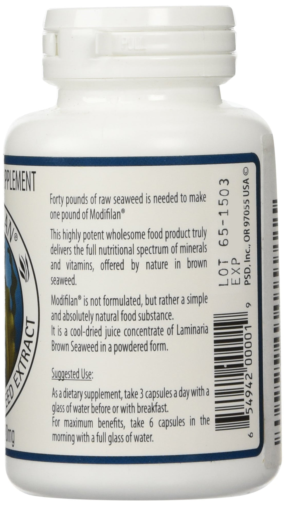 Modifilan ingredients chart — fucoxanthin and minerals highlighted for overall wellness support