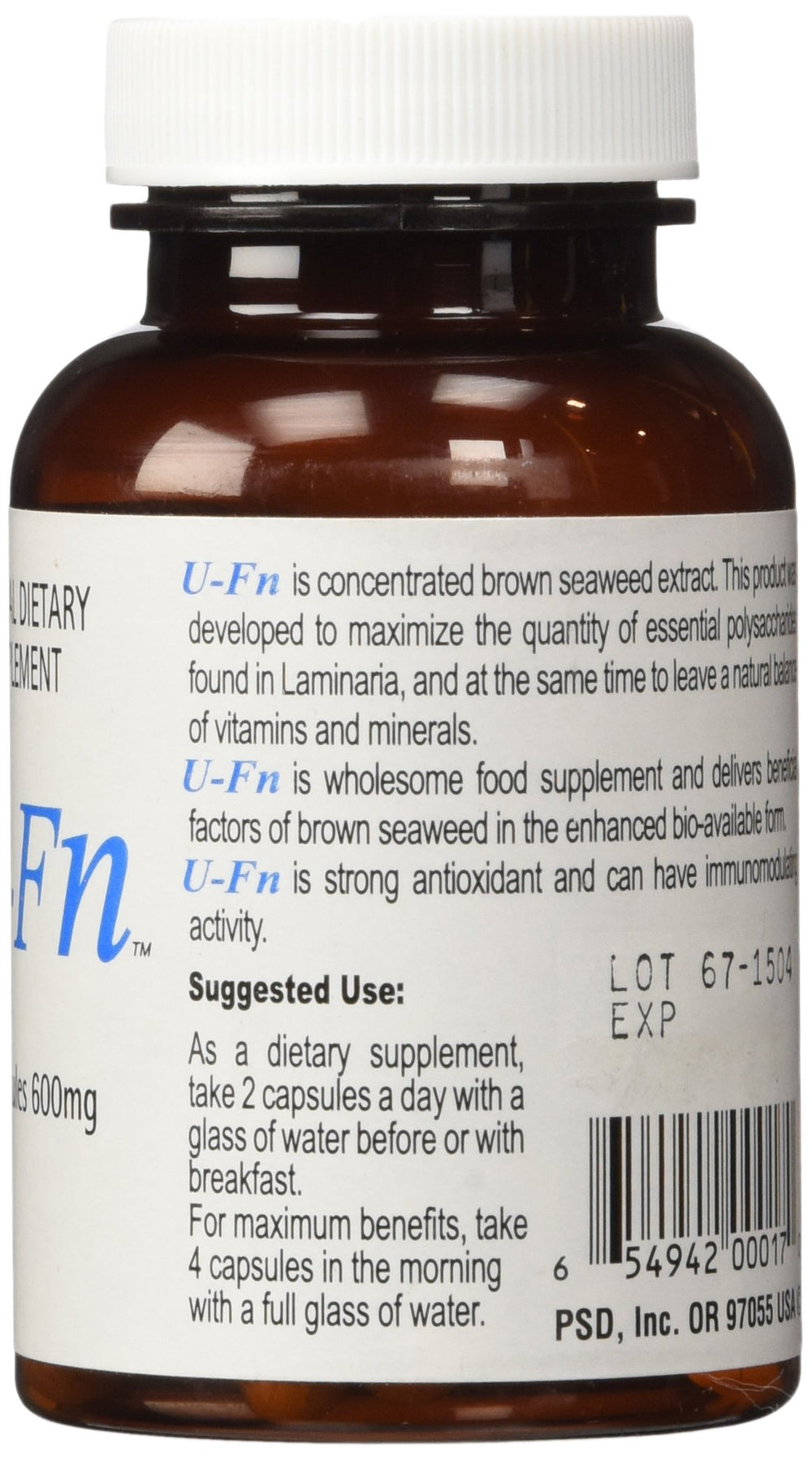 Pacific Standard U-Fn bottle back lists ingredients and dosage for informed use.