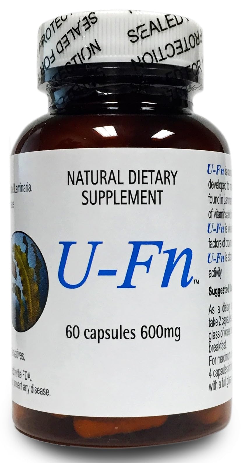Pacific Standard U-Fn bottle front shows seaweed-derived fucoidan for daily wellness.