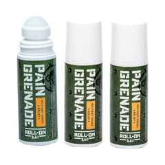 Pain Grenade roll-on gel application close-up showing easy, targeted relief.