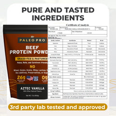 Paleo Pro canister of grass-fed beef protein for quick post-workout recovery