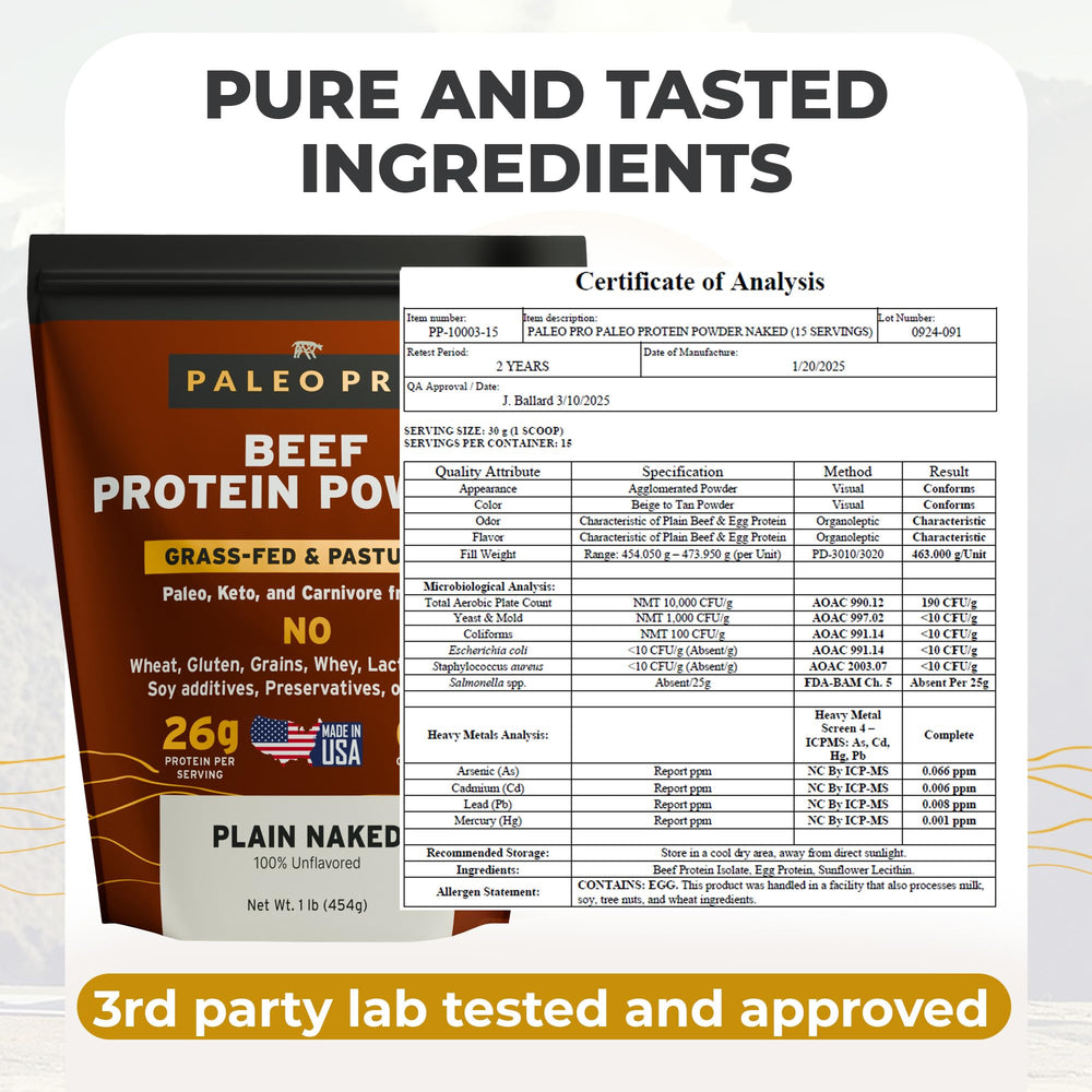 PaleoPro powder scoop in a shaker highlighting easy mixing for smoothies.