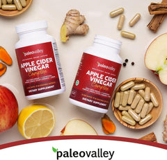 Paleovalley packaging with 84 veggie capsules—compact and travel-ready