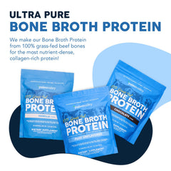 Paleovalley beef bone broth powder with scoop for easy daily protein.