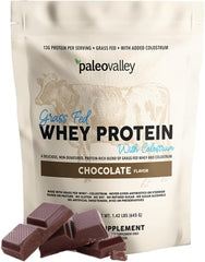 Paleovalley grass-fed whey protein bottle for post-workout recovery and lean gains