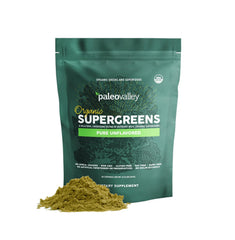 Paleovalley Organic Supergreens bottle front view for daily energy support