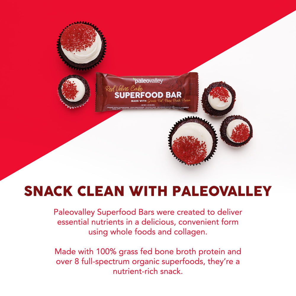 Paleovalley Red Velvet on-the-go bar in bag for portable energy.