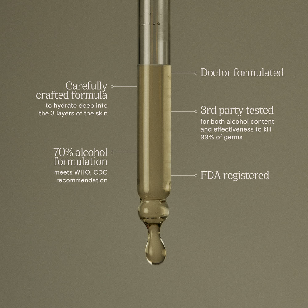 Palma de Salus pump dispenser shown for easy, mess-free application