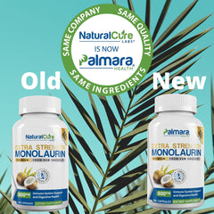 Palmara Health Monolaurin bottle label shows a clean, allergen-free formula