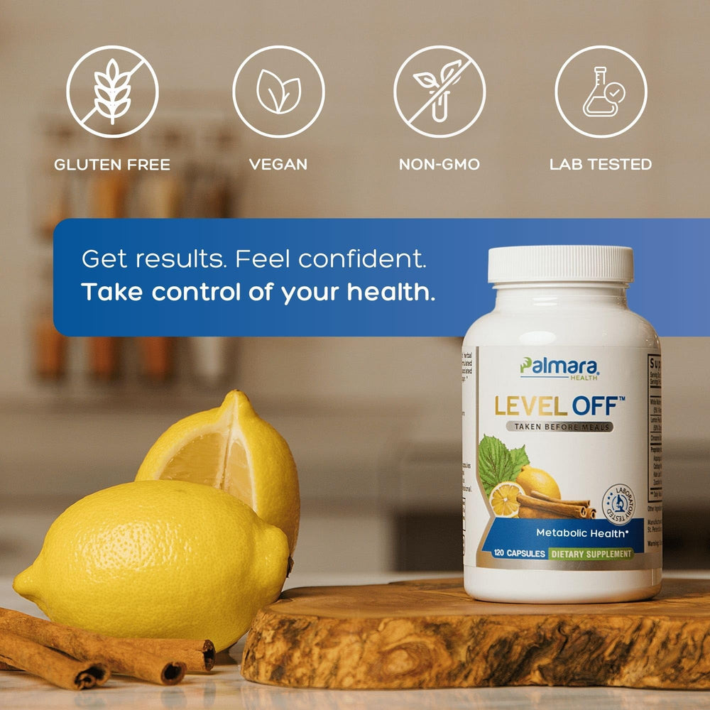Level Off capsules poured into hand ready for daily use.