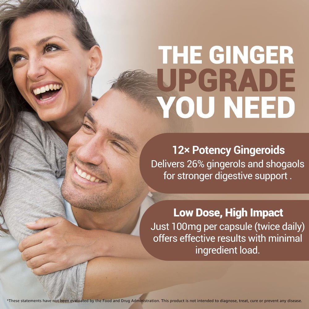 Label close-up on PALS Ginger Root Capsules showing vegan and non-GMO status