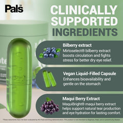 PALS vegan non-GMO eye supplement pack emphasizes clean ingredients.