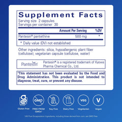 Pantethine capsules close-up highlights compact, easy-to-take pills for a daily routine.