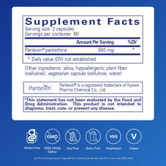 Pantethine capsules close-up indicating easy daily dosage.