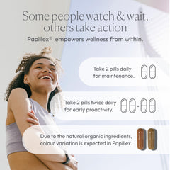 Papillex astragalus and reishi mushroom blend suggests immune resilience.