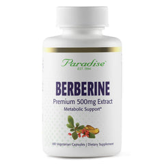 Paradise Herbs Berberine Extract bottle with 500 mg capsules for daily vegan wellness