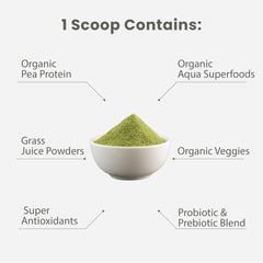 Paradise Herbs ORAC Energy Protein & Greens ingredients closeup with spirulina and beetroot.