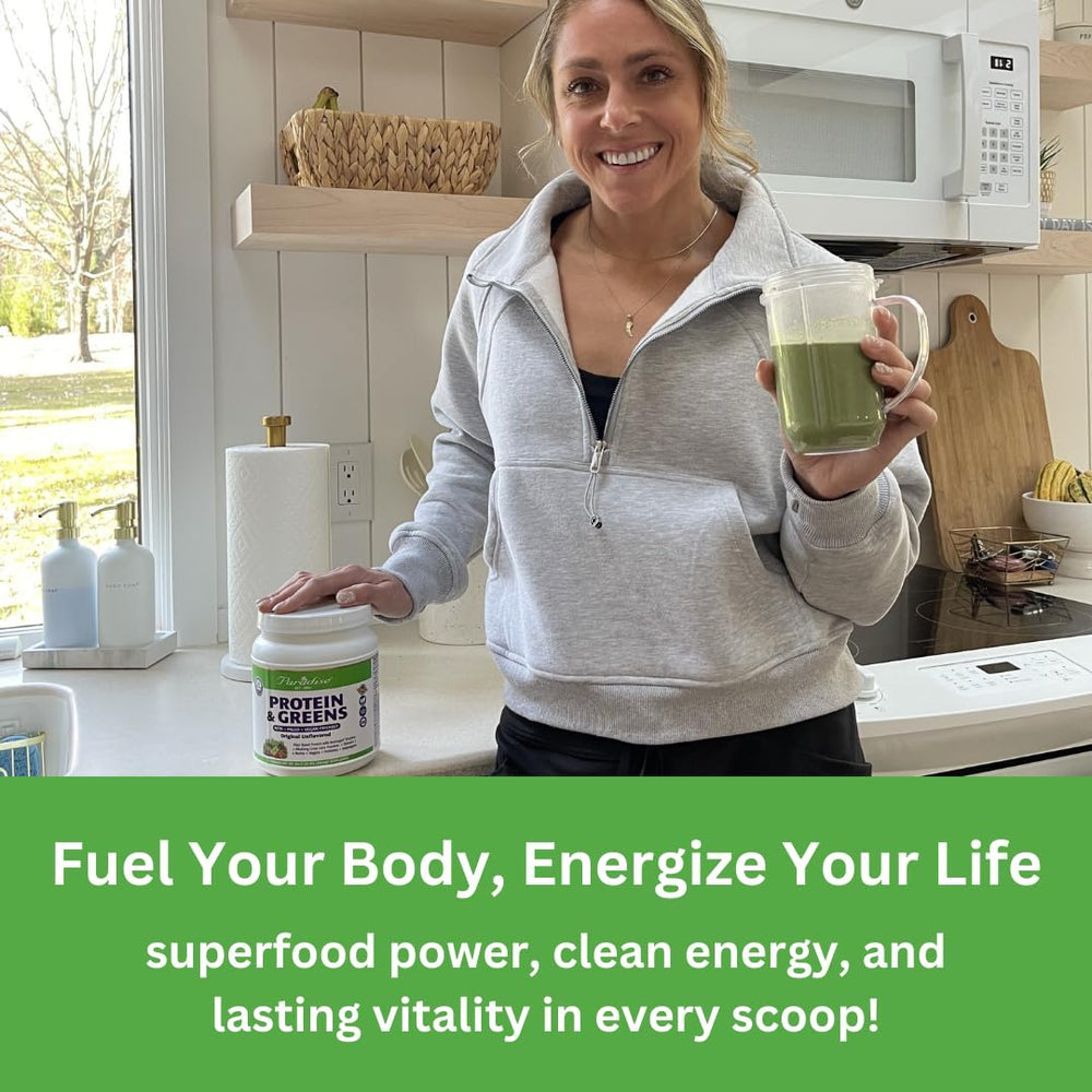 Paradise Herbs ORAC Energy Protein & Greens mixing-water demonstrates simple prep.