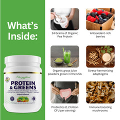 Paradise Herbs ORAC Energy Protein & Greens scoop ready for quick shake.