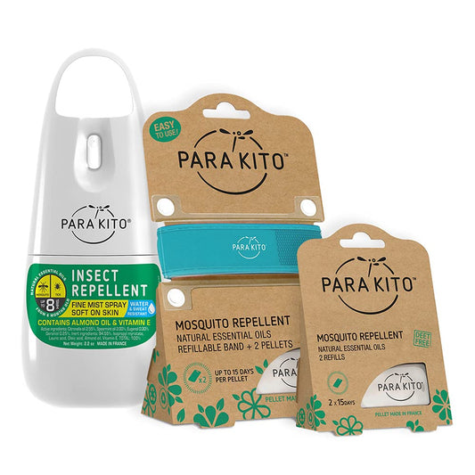 PARA'KITO mosquito spray bottle ready for outdoor protection without DEET.