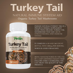 Parker Naturals Turkey Tail capsules in a daily-use setup.