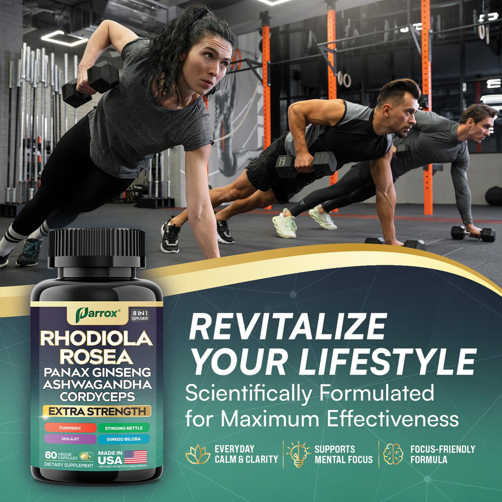 Parrox cordyceps mushroom capsules on tray, suggesting energy and endurance potential