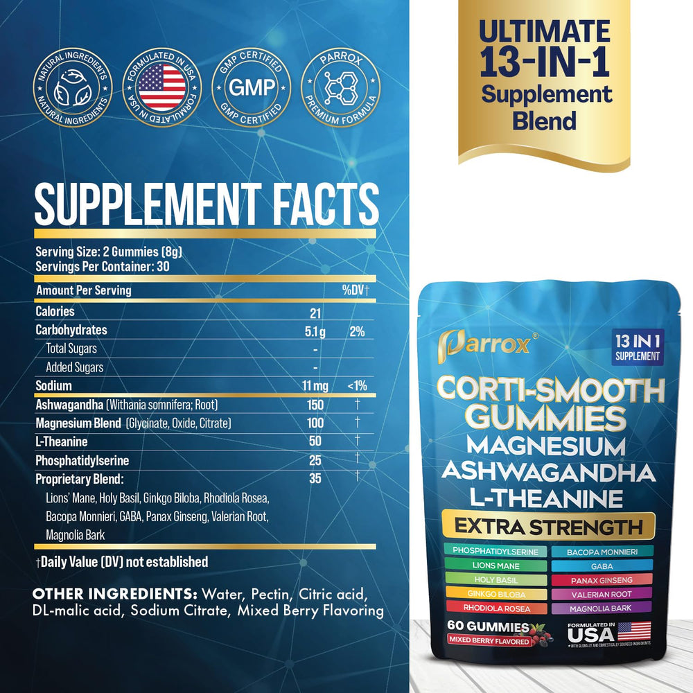 Parrox Corti-Smooth bottle back showing supplement details and ingredients