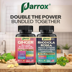 Parrox daily routine with capsules beside glass