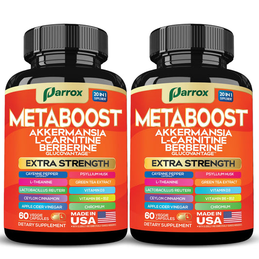 Parrox GLP-1 Booster bottle front shows a clean, plant-based formula.