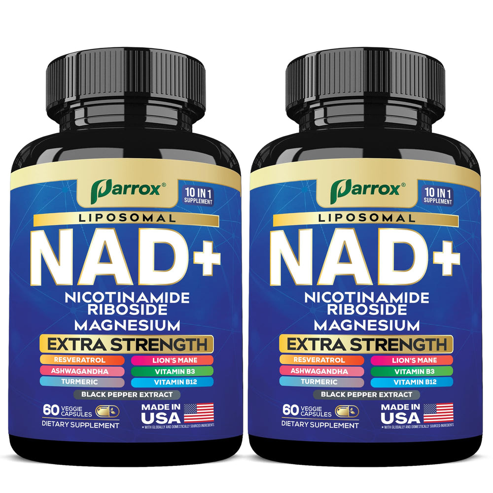 Parrox NAD+ liposomal bottle shows enhanced cellular energy delivery for daily vitality.