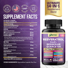 Parrox capsule featuring NAD+ and NAC for cellular vitality.