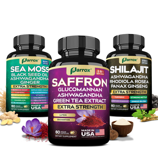 Parrox Vision Vitality Trio sea moss bottle for daily energy and immune balance