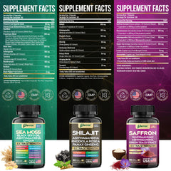 Parrox sea moss capsules showing 16-in-1 nutrient profile for holistic vitality