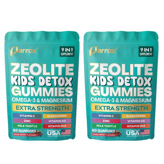 Parrox Zeolite Kids Detox Gummies bottle for on-the-go daily use.