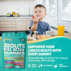 Parrox Zeolite Kids Detox Gummies on-the-go in a school bag.