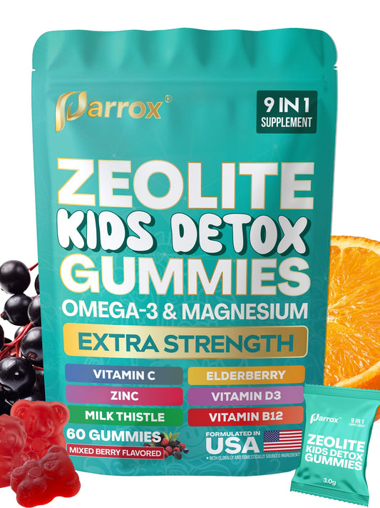 Parrox Zeolite Kids Gummies bottle presents easy daily wellness on the go.