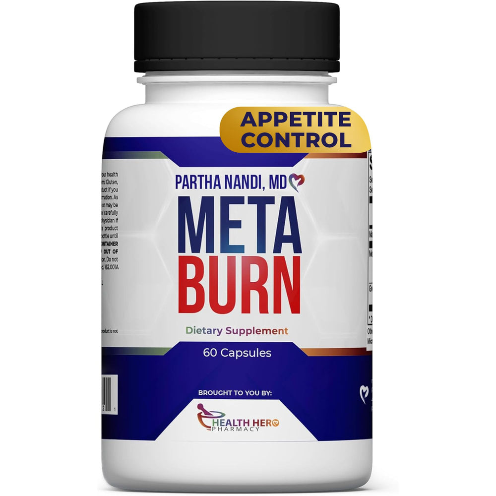 Partha Nandi, MD Meta Burn bottle for plant-based daily wellness support.