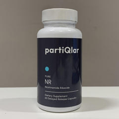 partiQlar NR label detail highlighting dosage and product quality
