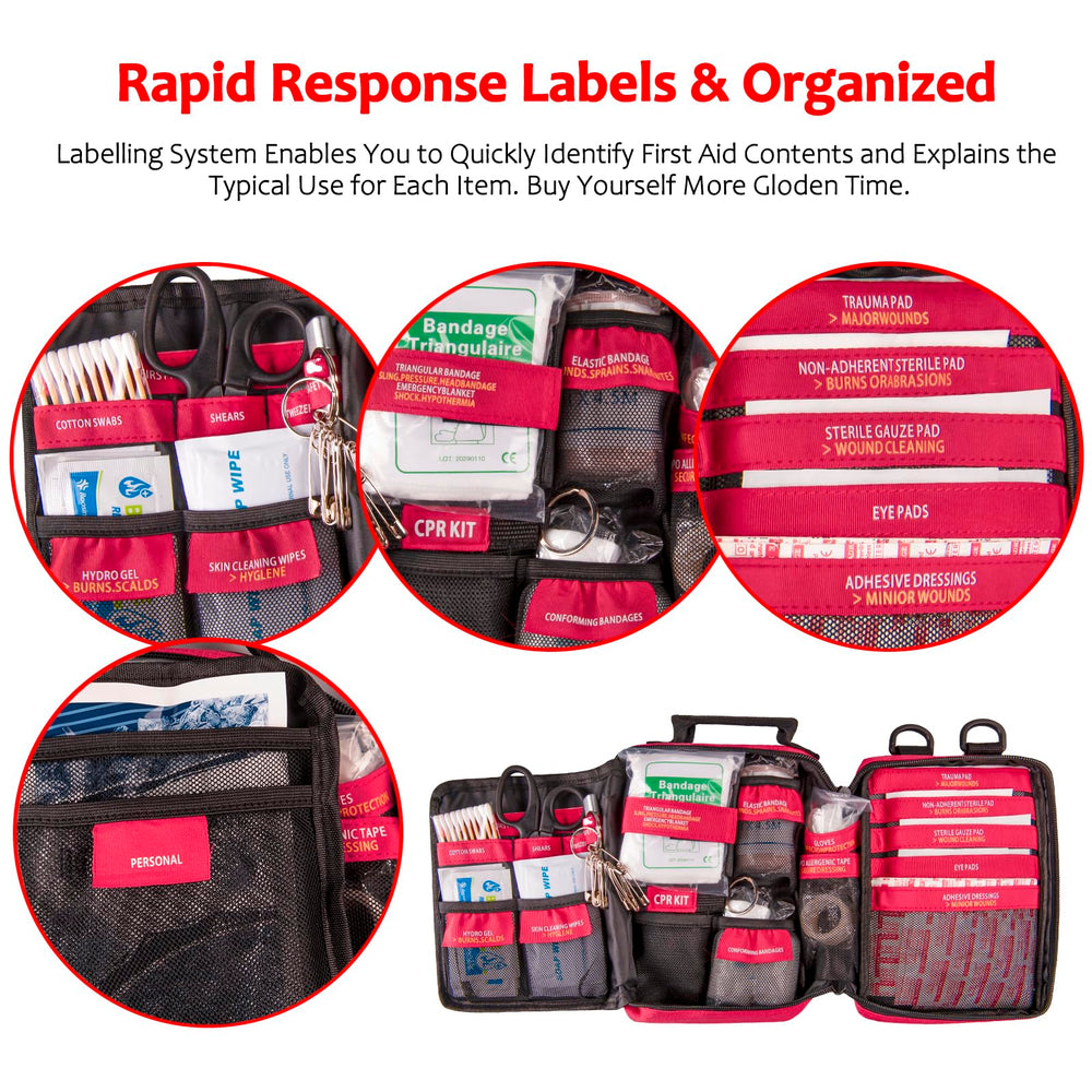 Pasenhome emergency kit with MOLLE system for easy outdoor attachment.