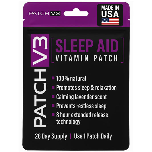 Patch V3 melatonin sleep patch on skin for overnight relaxation and steady release