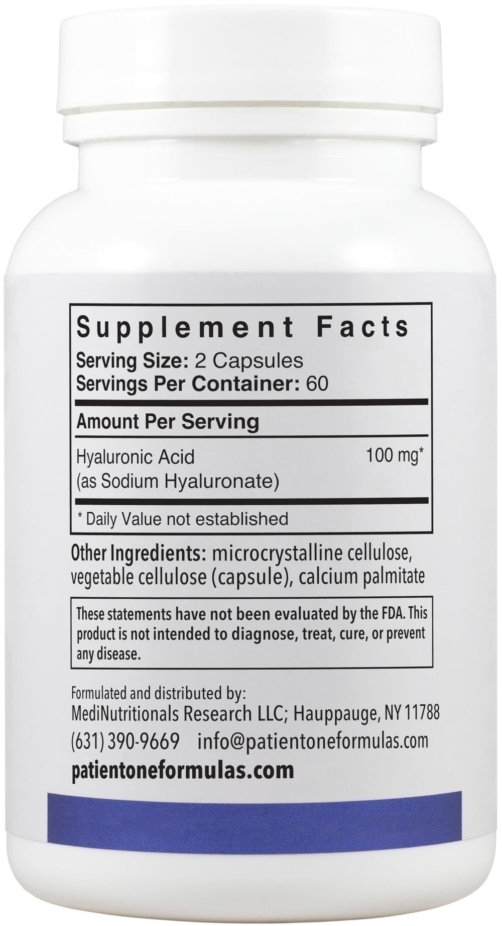 Patient One Hyaluronic Acid vegetarian formula highlighted as allergen-free choice