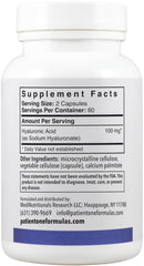 Patient One Hyaluronic Acid vegetarian formula highlighted as allergen-free choice