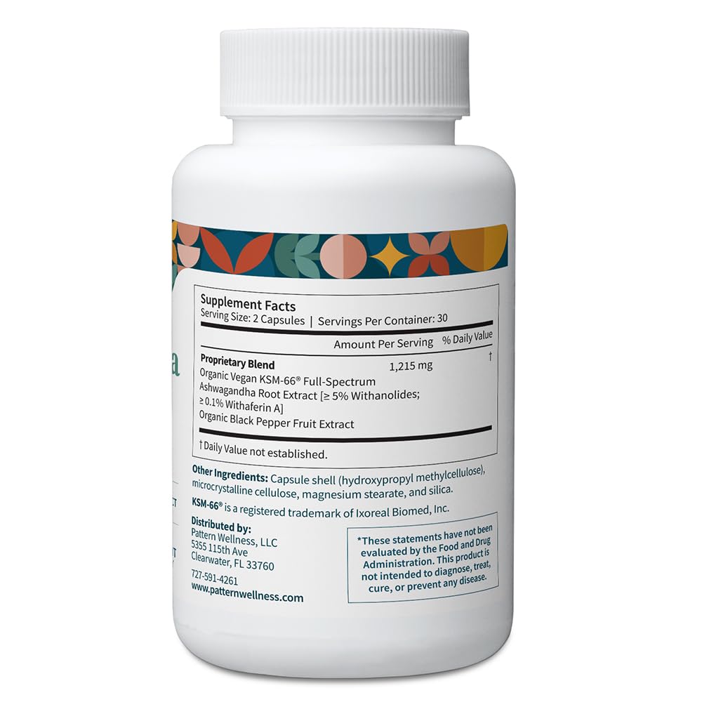 Pattern Wellness Complex capsules arranged for daily vitality and stress support.