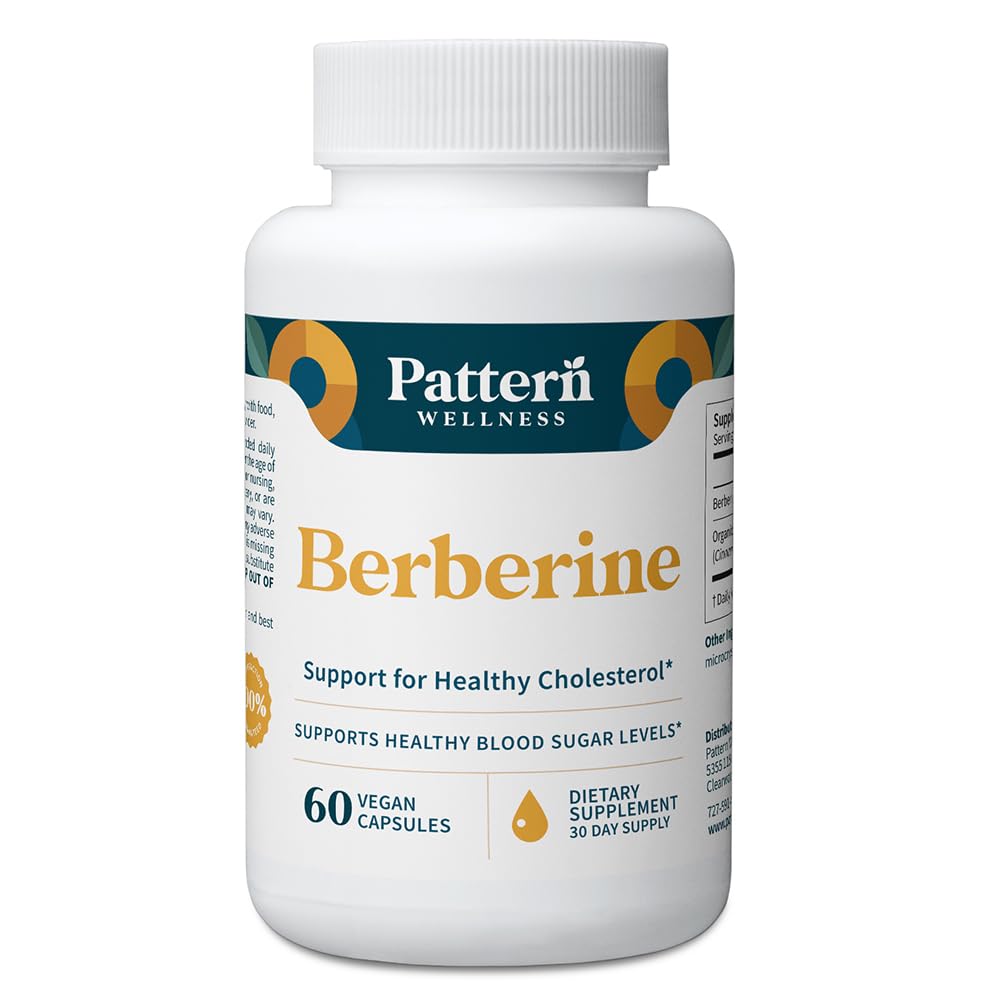 Pattern Wellness Berberine capsules in bottle for daily metabolic balance.