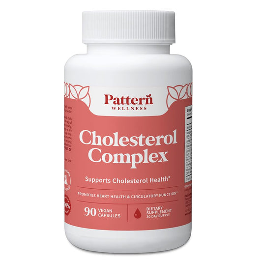Pattern Wellness Cholesterol Complex bottle on a clean surface for daily wellness