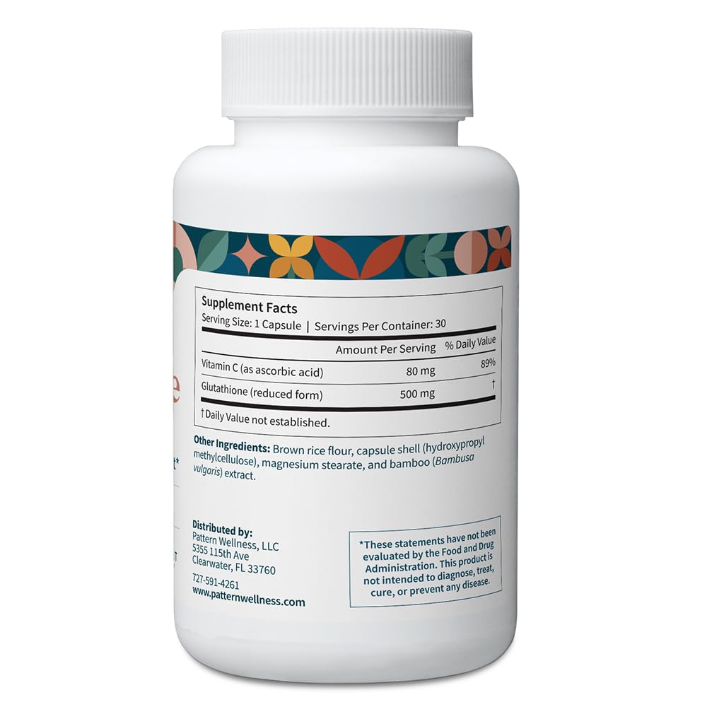 Pattern Wellness Glutathione capsules close-up highlighting reduced glutathione
