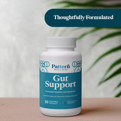 Pattern Wellness Gut Support with allicin extract emphasizing plant-based nutrition