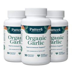 Pattern Wellness odorless garlic bottle capsules for convenient daily use and circulatory support